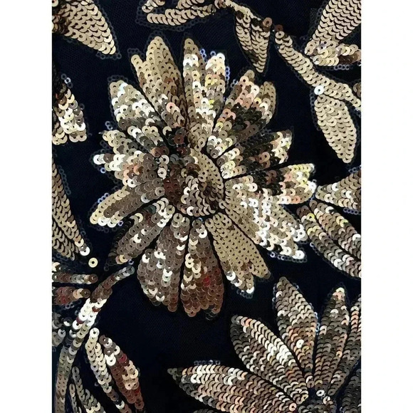 Maeve short-sleeve sheer embellished mini dress black/gold size XS cocktail - Picture 9 of 9